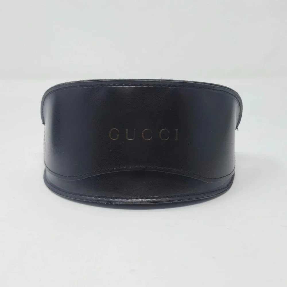 Authentic GUCCI Black Leather Sunglasses Case & Microfiber Cleaning Cloth Set